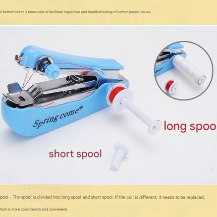 2 Pcs Blue Portable Mini Handheld Sewing Machine - Manual Stitching Tool for Quick Fabric Repairs