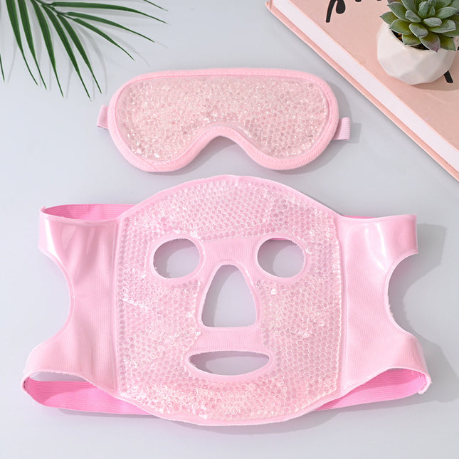 Pink Reusable Cooling Gel Bead Face Mask and Eye Mask Set