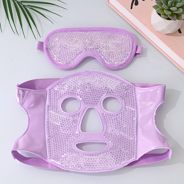 Purple Reusable Cooling Gel Bead Face Mask and Eye Mask Set