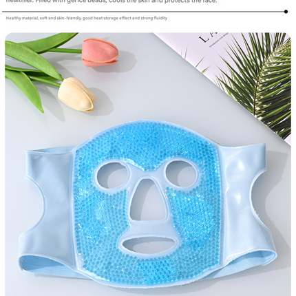 Blue Reusable Cooling Gel Bead Face Mask and Eye Mask Set - Soothing Therapy for Puffy Eyes, Headaches and Facial Relaxation