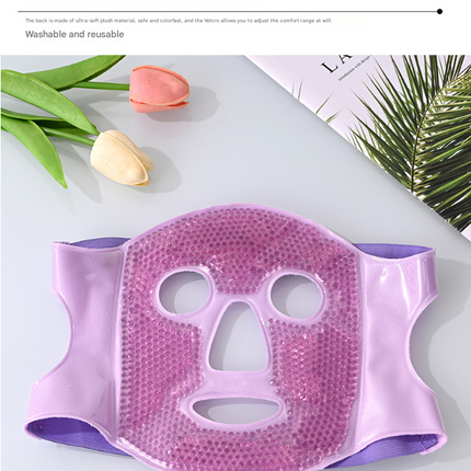 Blue Reusable Cooling Gel Bead Face Mask and Eye Mask Set - Soothing Therapy for Puffy Eyes, Headaches and Facial Relaxation