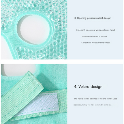 Blue Reusable Cooling Gel Bead Face Mask and Eye Mask Set - Soothing Therapy for Puffy Eyes, Headaches and Facial Relaxation