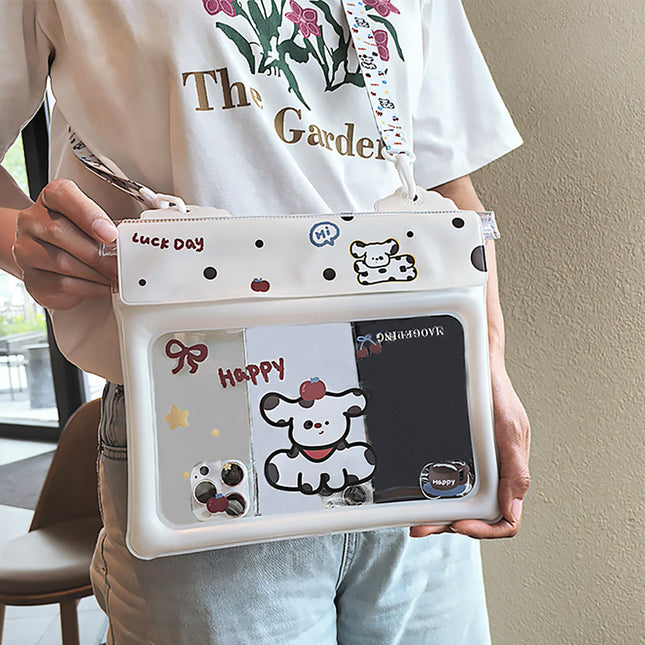 2 Pcs Cartoon Dog Pattern On White Background Cute Floating Waterproof Pouch