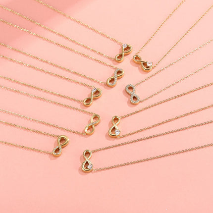 Style 2 Gold Infinity Necklace for Women - Dainty Titanium Steel Pendant with Sparkling Cubic Zirconia