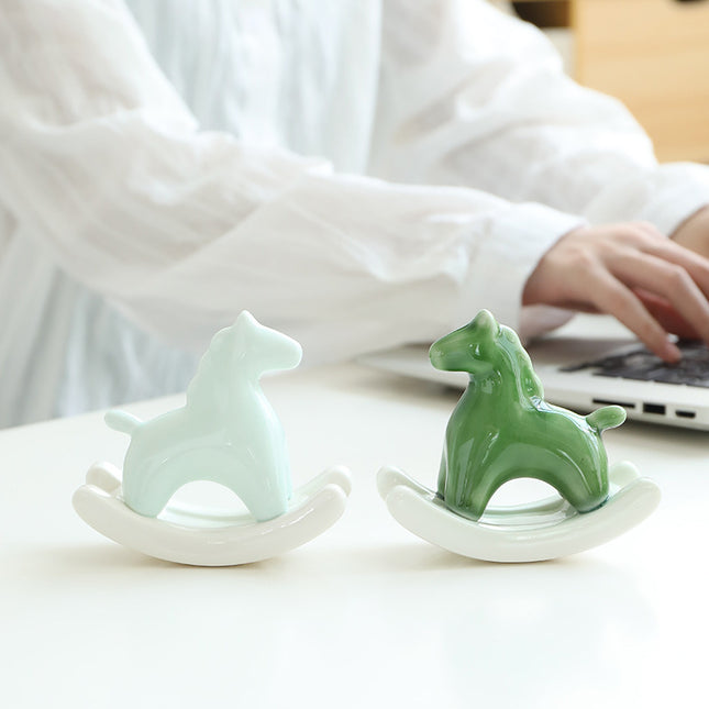 Pink Modern Ceramic Rocking Horse Ornament – product detail