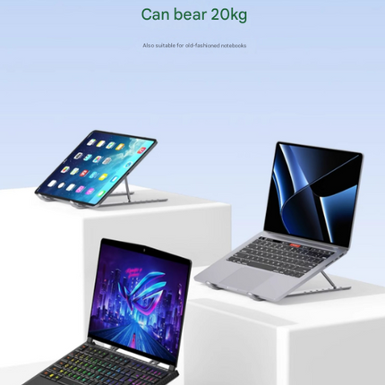 Silver Adjustable Aluminum Laptop Stand with Detachable Cooling Fan - Portable Ergonomic Riser for Desk