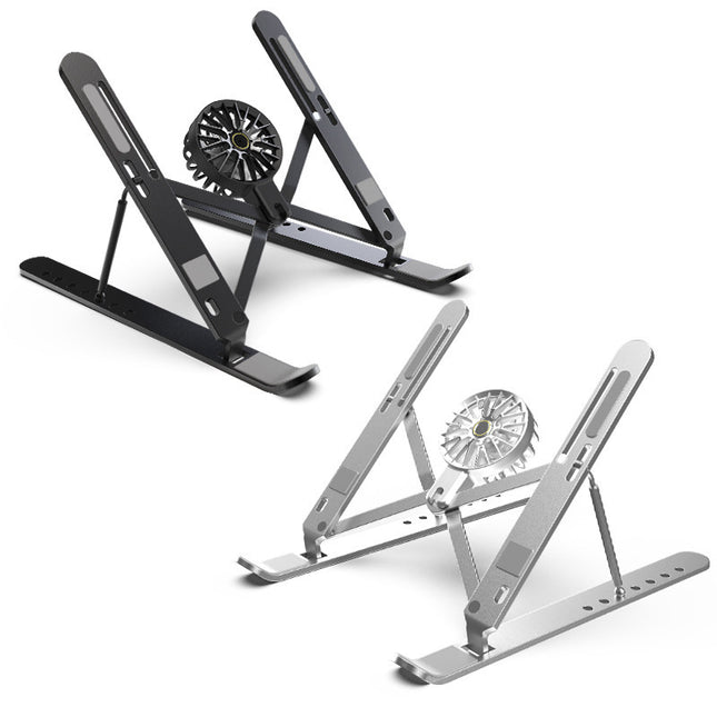Black Adjustable Aluminum Laptop Stand with Detachable Cooling Fan – product detail