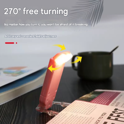 2 Pcs Pink USB Rechargeable Clip-on LED Book Light - 3 Color Modes & Dimmable Brightness for Eye-Caring Reading
