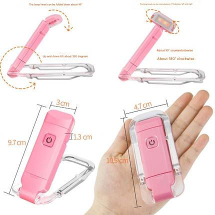 2 Pcs Pink USB Rechargeable Clip-on LED Book Light - 3 Color Modes & Dimmable Brightness for Eye-Caring Reading