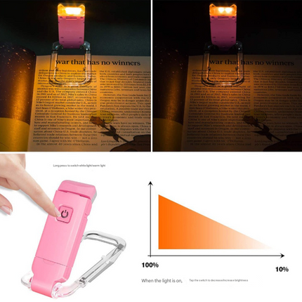 2 Pcs Blue USB Rechargeable Clip-on LED Book Light - 3 Color Modes & Dimmable Brightness for Eye-Caring Reading