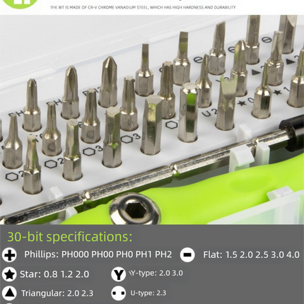Green 32-in-1 Precision Screwdriver Set - Magnetic Repair Tool Kit for Electronics, Phone & PC