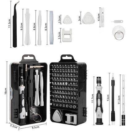 Grey Professional 115-in-1 Precision Screwdriver Set - Magnetic Repair Tool Kit for PC, Laptop, Phone & Electronics