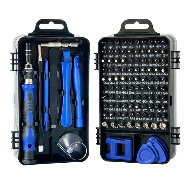 Blue and Black Professional 115-in-1 Precision Screwdriver Set