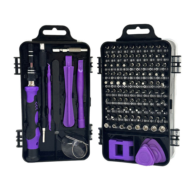 Purple and Black Professional 115-in-1 Precision Screwdriver Set