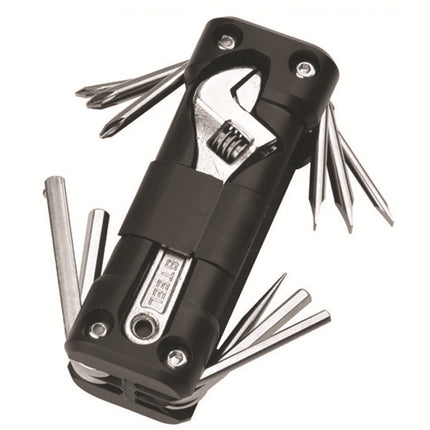 Black Versatile 16-in-1 Bike & Motorcycle Multi-Tool - Portable Repair Kit with Adjustable Wrench