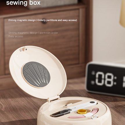 Beige Modern Compact Sewing Kit Organizer - All-in-One with Magnetic Needle Case