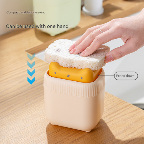 2 Pcs Green Cute Cat Press-to-Dispense Soap Pump & Sponge Caddy for Kitchen Sink – product detail