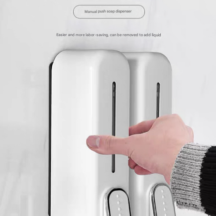 2 Pcs (White + Black) Modern Wall-Mounted Press Soap Dispenser - 300ml Refillable Pump for Bathroom & Kitchen