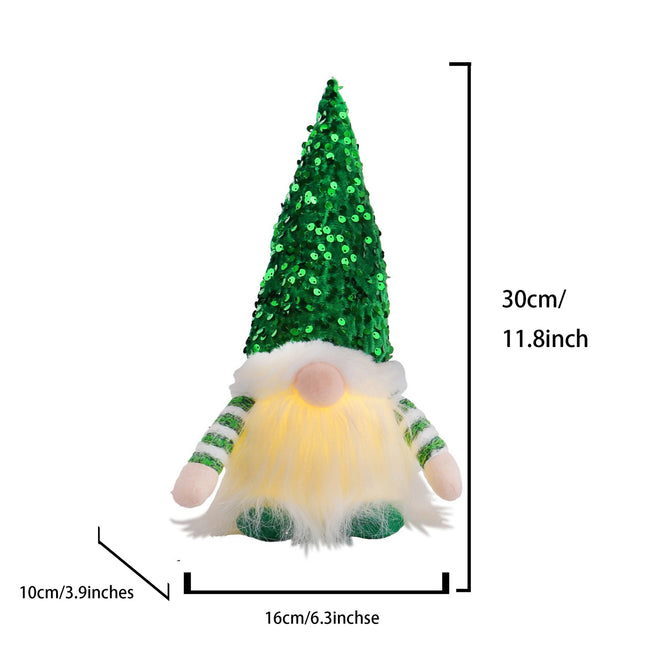 2 Pcs Green Charming Light-Up Christmas Gnome