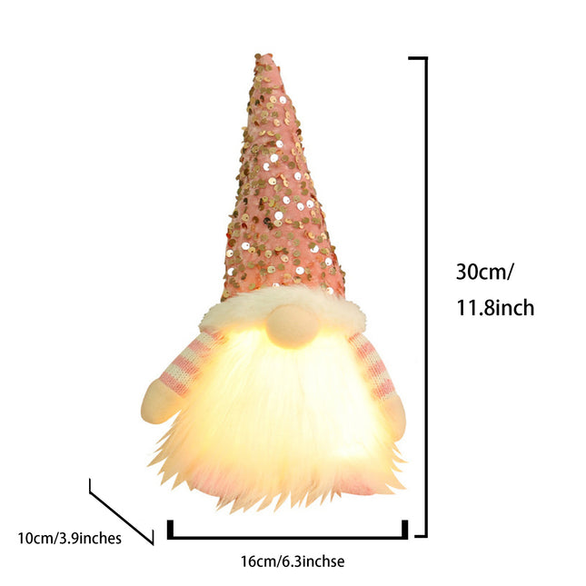 2 Pcs Pink Charming Light-Up Christmas Gnome