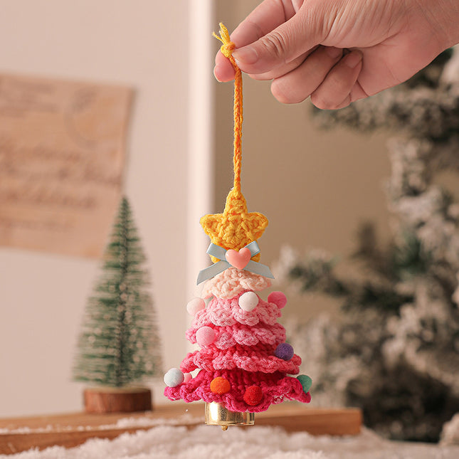 2 Pcs Style A Yellow and Pink Handmade Crochet Christmas Tree Ornament