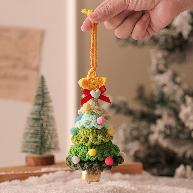 2 Pcs Style C Yellow and Green Handmade Crochet Christmas Tree Ornament