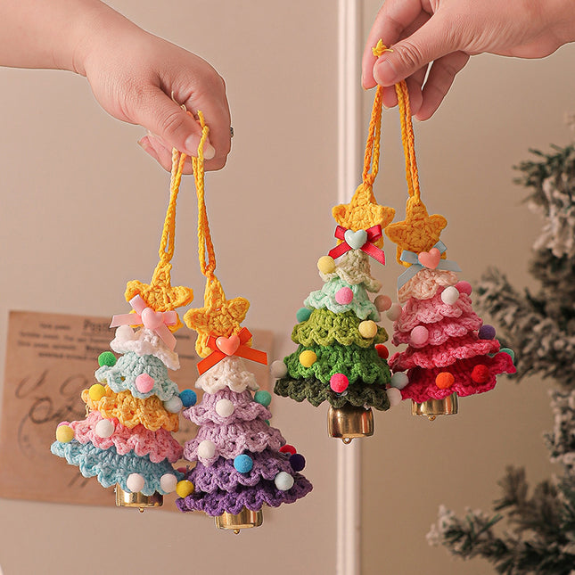 2 Pcs Style C Yellow and Green Handmade Crochet Christmas Tree Ornament – product detail