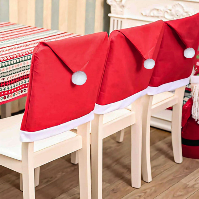 Red Festive Santa Hat Dining Chair Covers