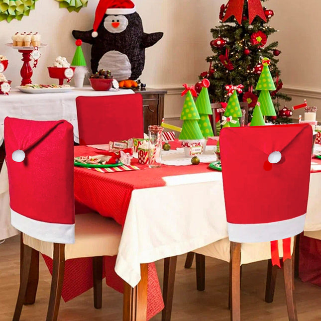 Red Festive Santa Hat Dining Chair Covers – product detail