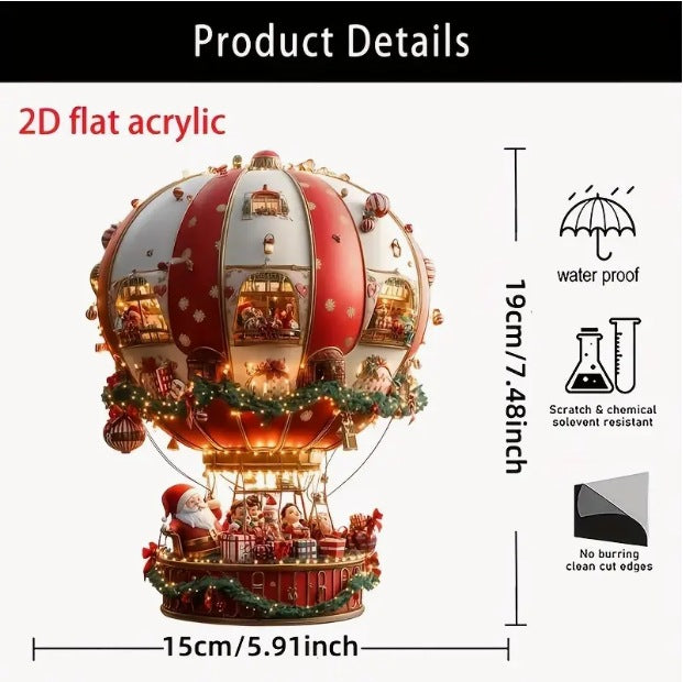 Red Whimsical Santa's Hot Air Balloon Ornament – product detail