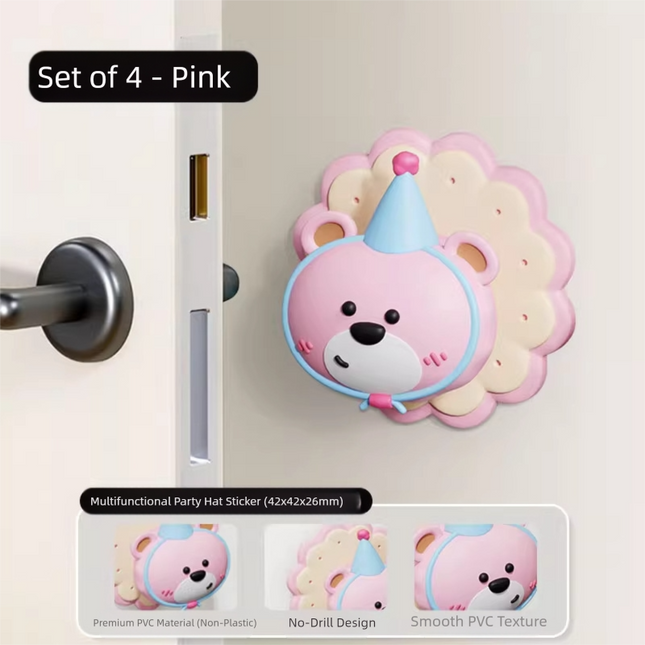 4 Pcs Pink Adorable Bear Wall Protector