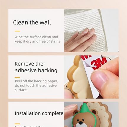 4 Pcs Pink Adorable Bear Wall Protector - Multi-Use Self-Adhesive Door Stopper Bumper
