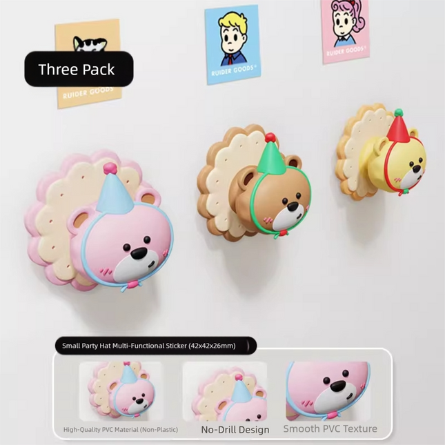 3 Pcs (Pink Plus Brown Plus Yellow) Adorable Bear Wall Protector