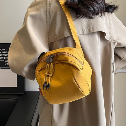 Yellow Lightweight Canvas Crossbody Bag - Minimalist Casual Shoulder Satchel with Adjustable Strap