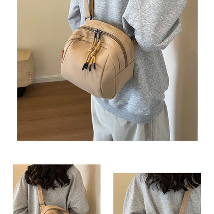 Khaki Lightweight Canvas Crossbody Bag - Minimalist Casual Shoulder Satchel with Adjustable Strap
