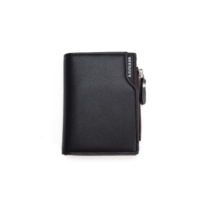 Black Men's Slim Vertical Bifold Wallet