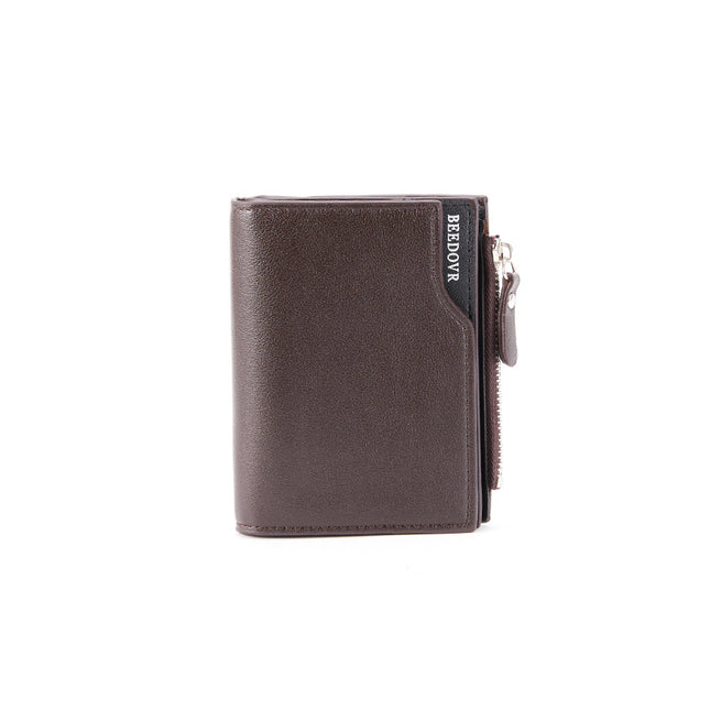 Brown Men's Slim Vertical Bifold Wallet