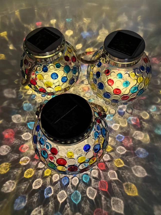 Colorful Warm Light Mosaic Solar Lantern – product detail