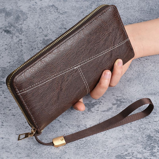 Coffee Men's Long Zipper Wallet Clutch
