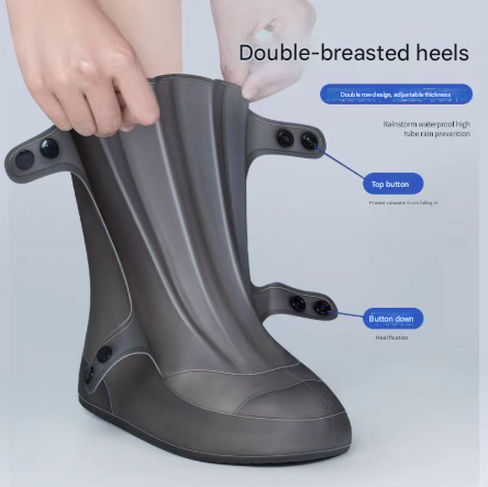 2 Pcs Size 3XL Dark Grey Reusable Waterproof Shoe Covers – product detail