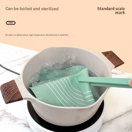Green 3-Piece Silicone Baking Set - Non-Stick Pastry Mat with Measurements, Rolling Pin & Dough Scraper