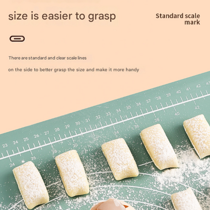 Green 3-Piece Silicone Baking Set - Non-Stick Pastry Mat with Measurements, Rolling Pin & Dough Scraper