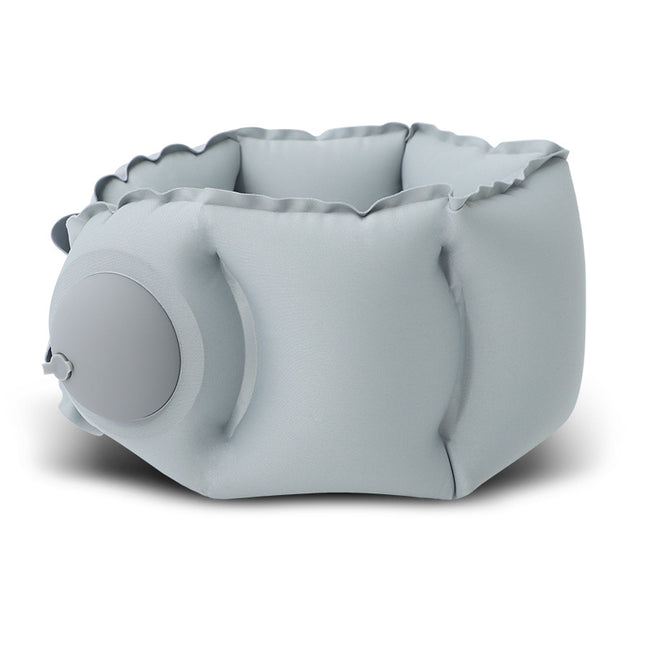 Light Grey Press-Pump Inflatable Travel Pillow