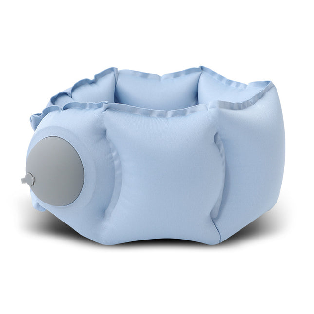 Blue Press-Pump Inflatable Travel Pillow