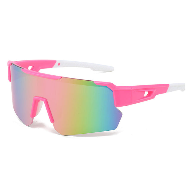 Pink Temples and Colorful Lenses Unisex Sport Cycling Sunglasses