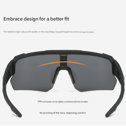 Black Temples and Orange Lenses Unisex Sport Cycling Sunglasses - Lightweight Wraparound Eyewear for Running & Outdoor Activities