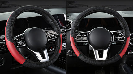 2-Pack (Type A Plus Type B) Red And Black Sporty Carbon Fiber Leather Steering Wheel Cover – design and finish