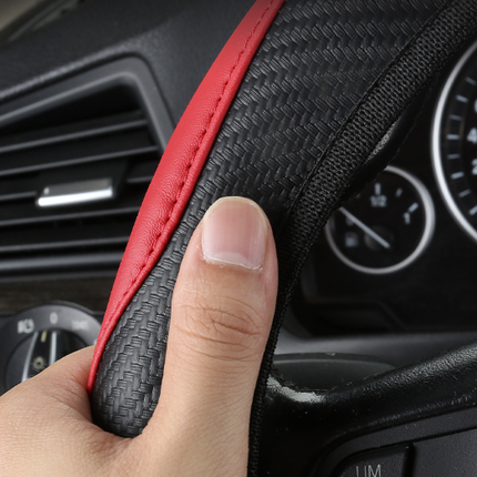 2-Pack (Type A Plus Type B) Red And Black Sporty Carbon Fiber Leather Steering Wheel Cover – product features