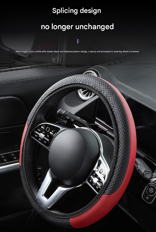 2-Pack (Type A Plus Type B) Beige And Black Sporty Carbon Fiber Leather Steering Wheel Cover – product detail