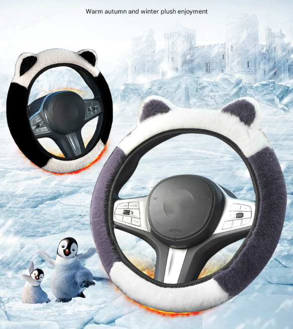 White Plush Cat Ear Steering Wheel Cover – product detail